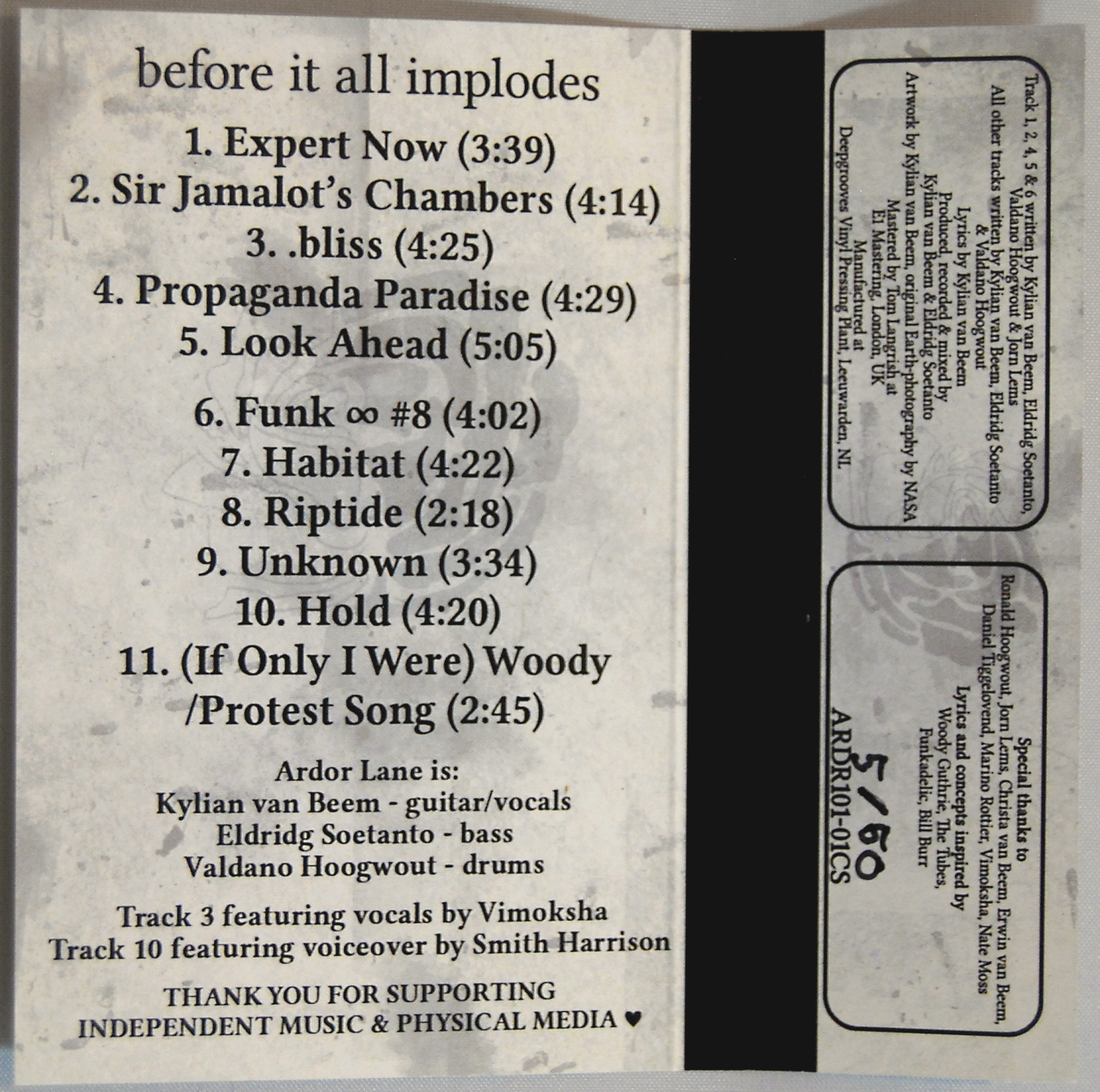 Ardor Lane - 'Before It All Implodes' - Cassette